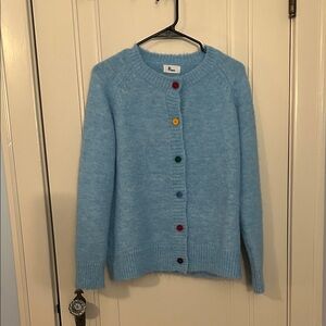 Perfect Light Blue Cardigan with Multicolored Buttons